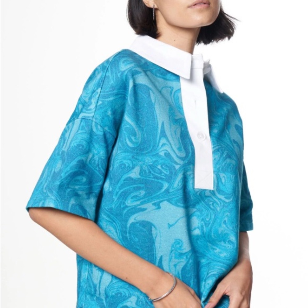 The Kit Aqua Swirl Polo Shirt